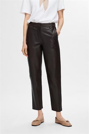 Marie Leather Pants, Coffee bean